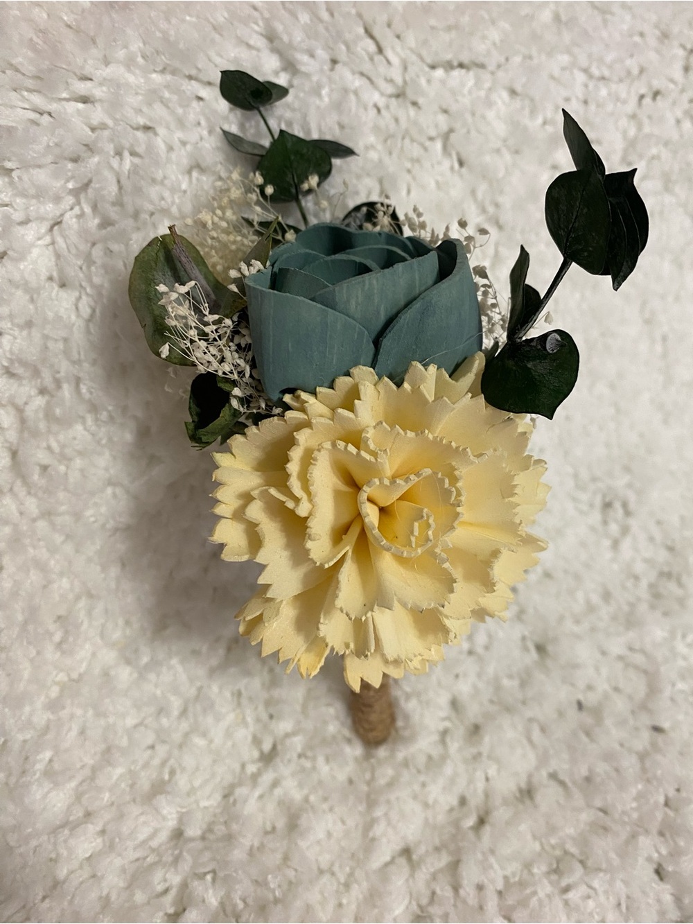 Cream and Green Father of the Bride Faux Boutonniere